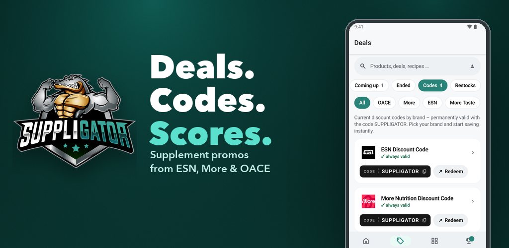 More Nutrition-, ESN- og OACE-app: alle tilbud, koder og restocks i én app